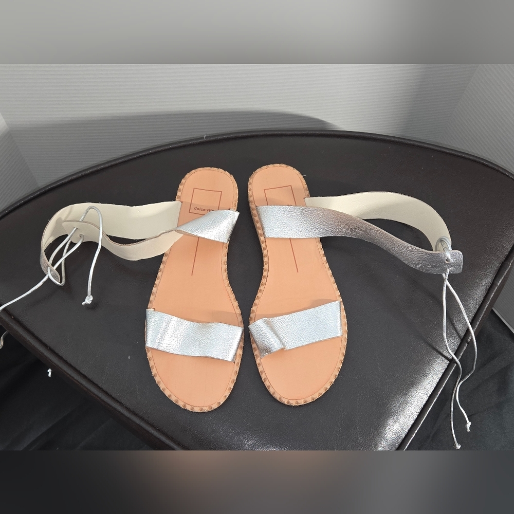 Dolce Vita Silver and Cream Sandals
